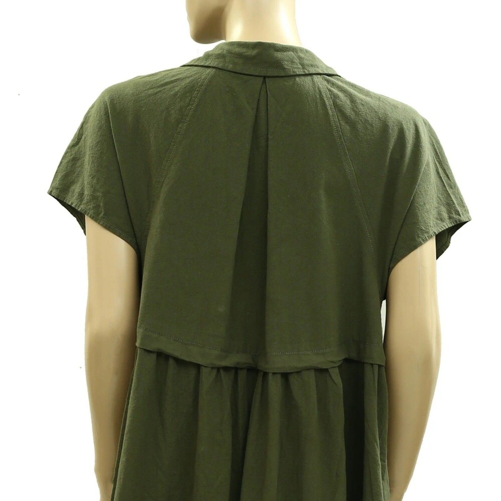 Free People We The Free Ronnie Poplin Mini Dress Buttondown Green S 285975 - Picture 8 of 8